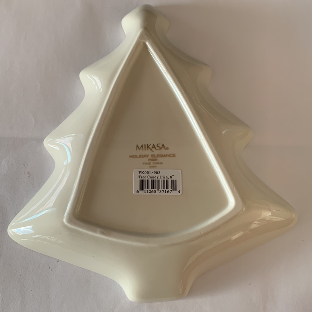 Mikasa Holiday Elegance Fine China 8” Tree Candy Dish Gold Trim FK01/902 NWT - Picture 5 of 6